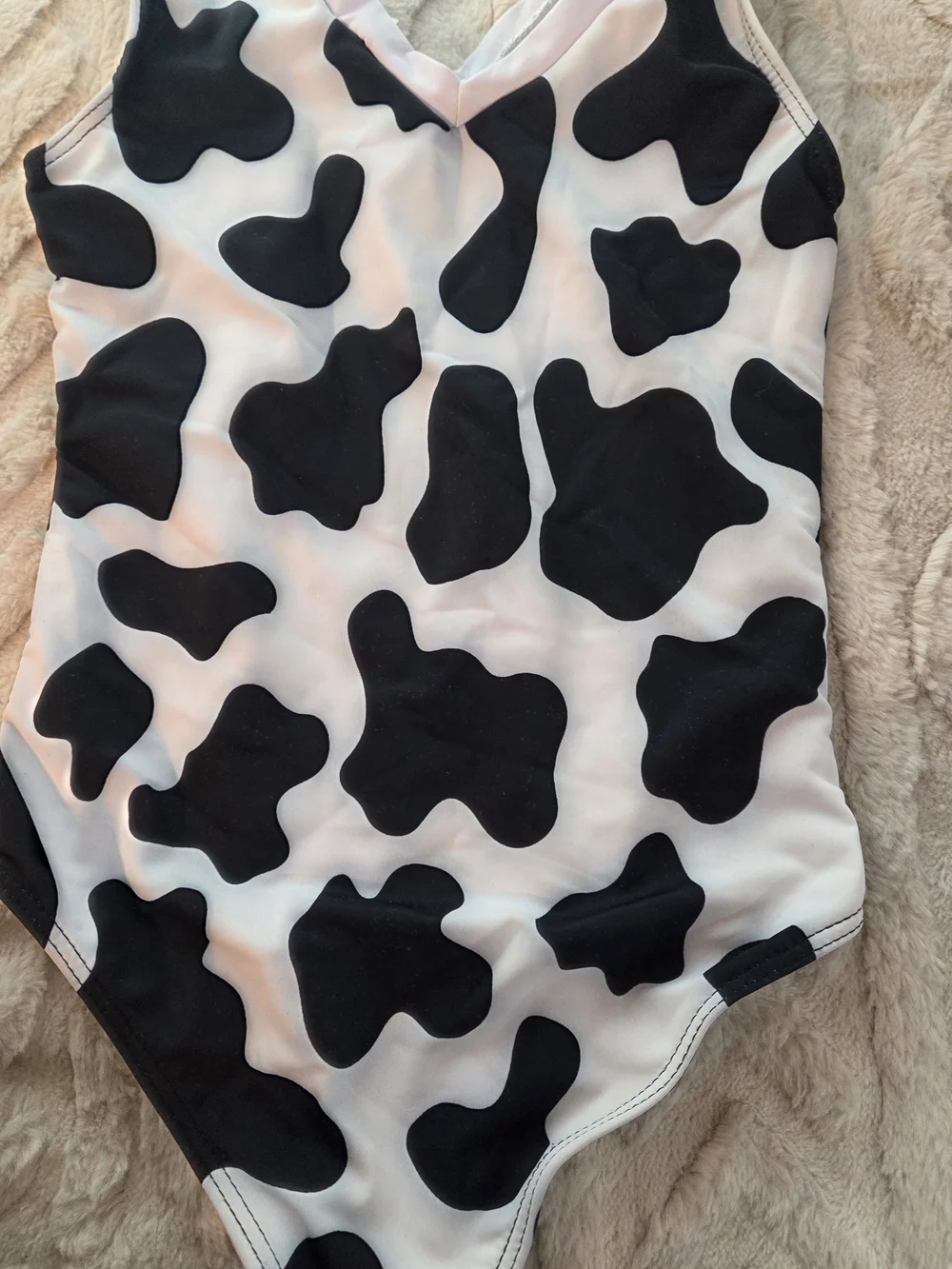 Black and White Cow Print Kids One-Piece Swimsuit Swimwear Girls Size 6‎ 7 Swim